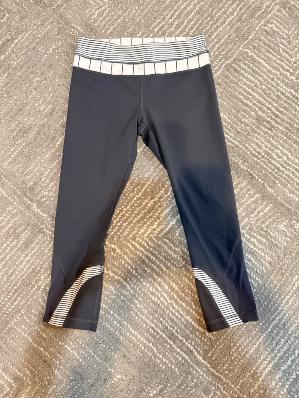 lululemon athletica Black Leggings with White Pinstripe Waistband